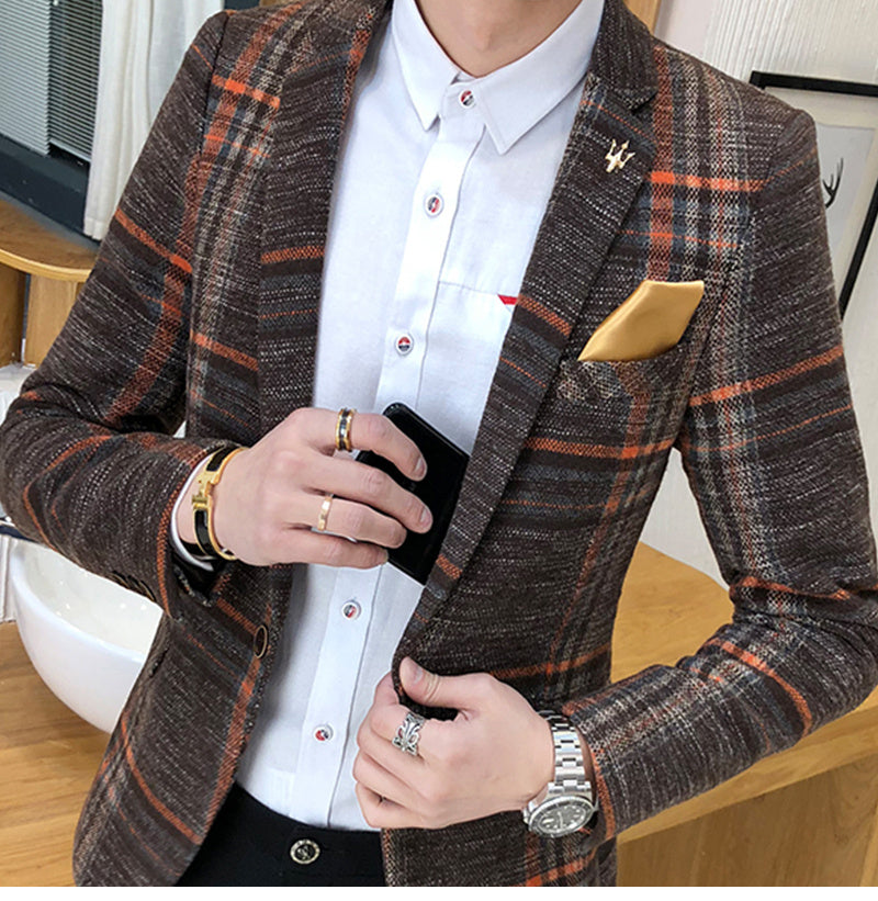 Slim Fit Plaid Blazer
