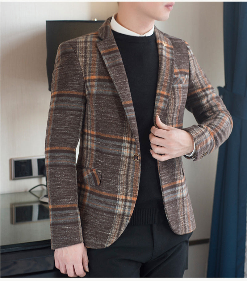 Slim Fit Plaid Blazer