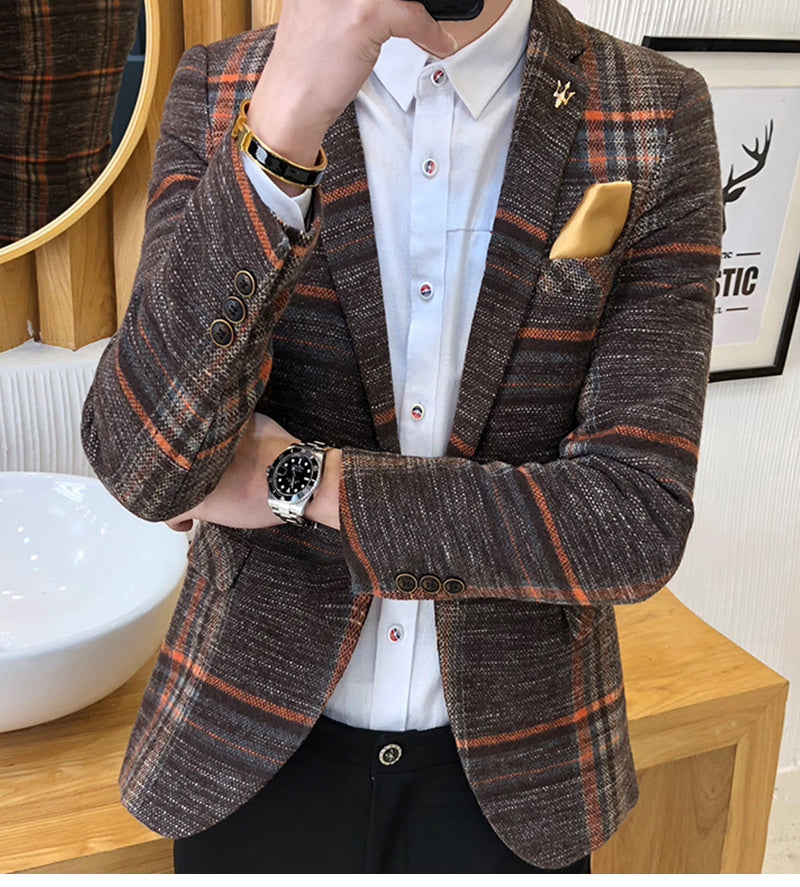 Slim Fit Plaid Blazer