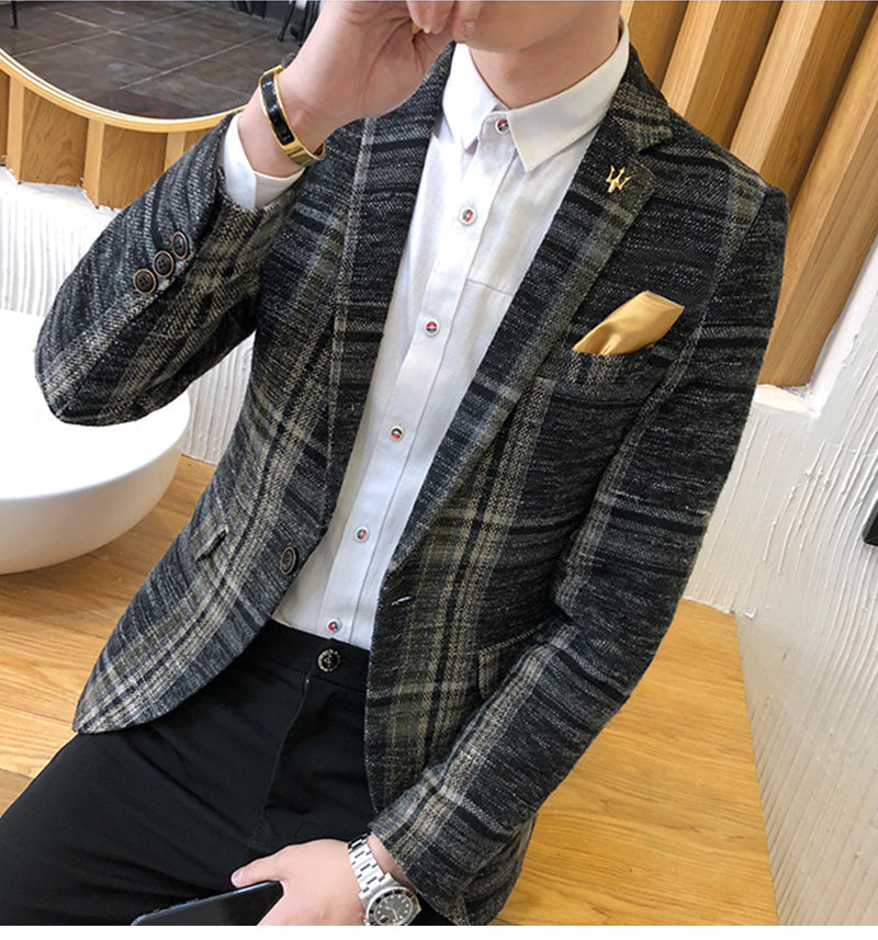 Slim Fit Plaid Blazer
