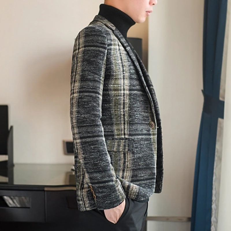 Slim Fit Plaid Blazer