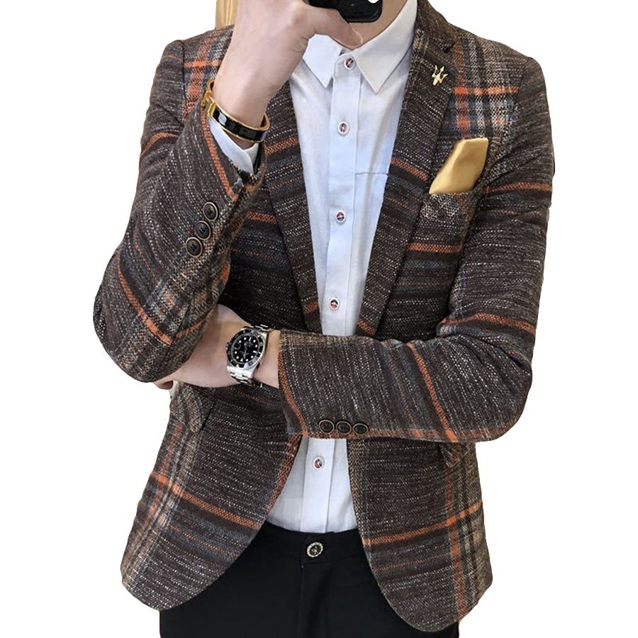 Slim Fit Plaid Blazer