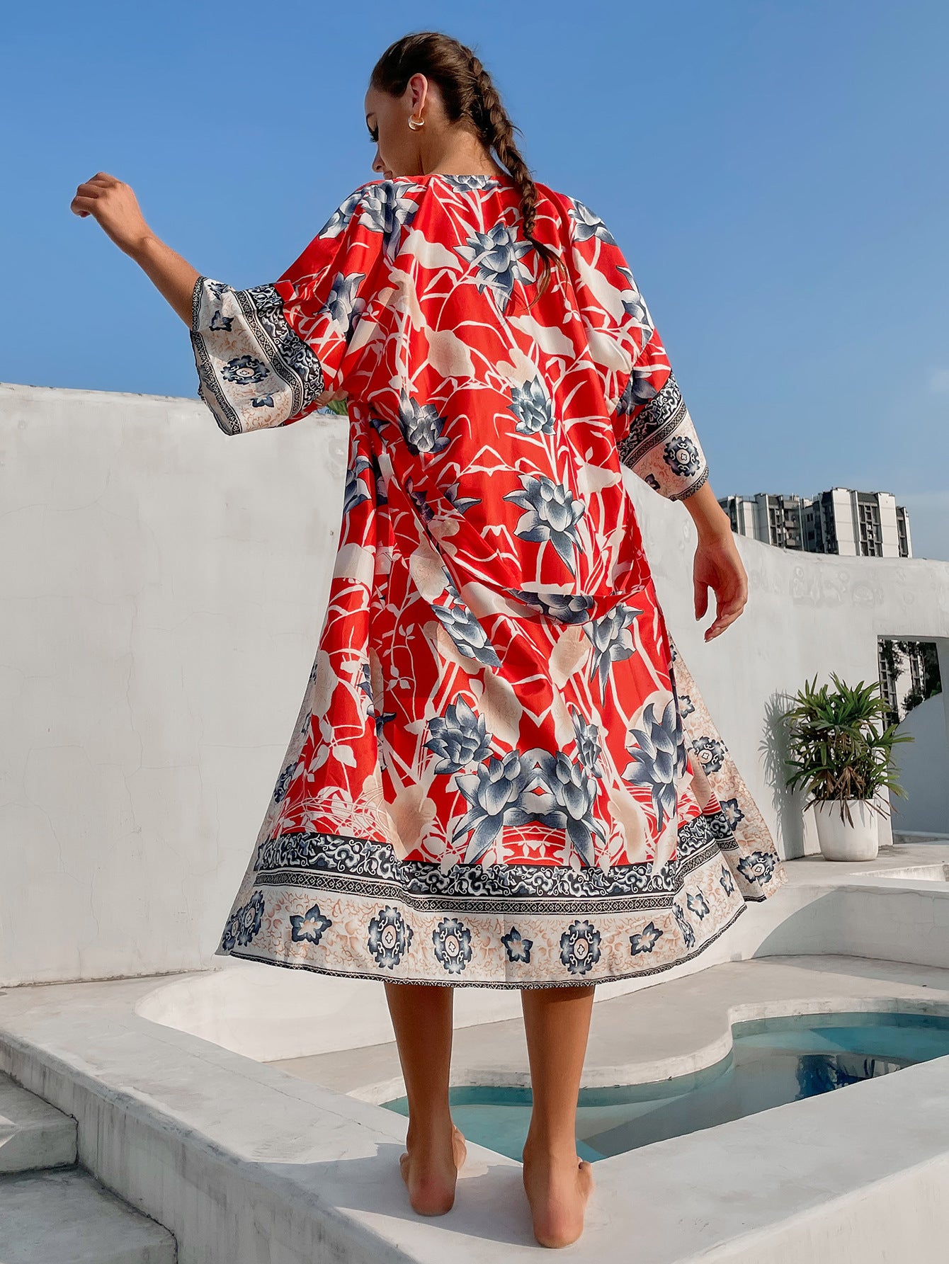 Long Kimono Beach Blouse