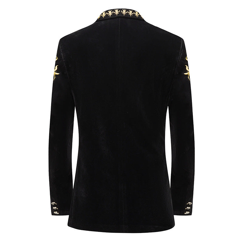 Fashionable Slim-fit Performance Clothes Men's Singer Stage Host Art Test Dress Plain Black Suit Jacket