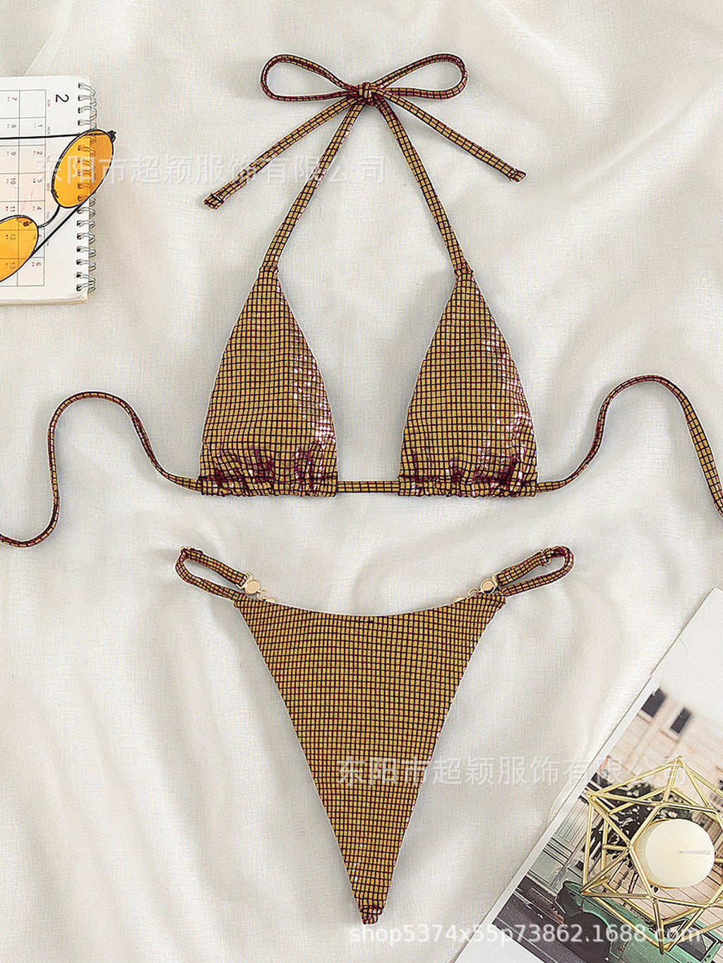 2024 Cross-border Special For New Thong Jewel Triangle Swimsuit Sexy Split Bikini Bikini Beach