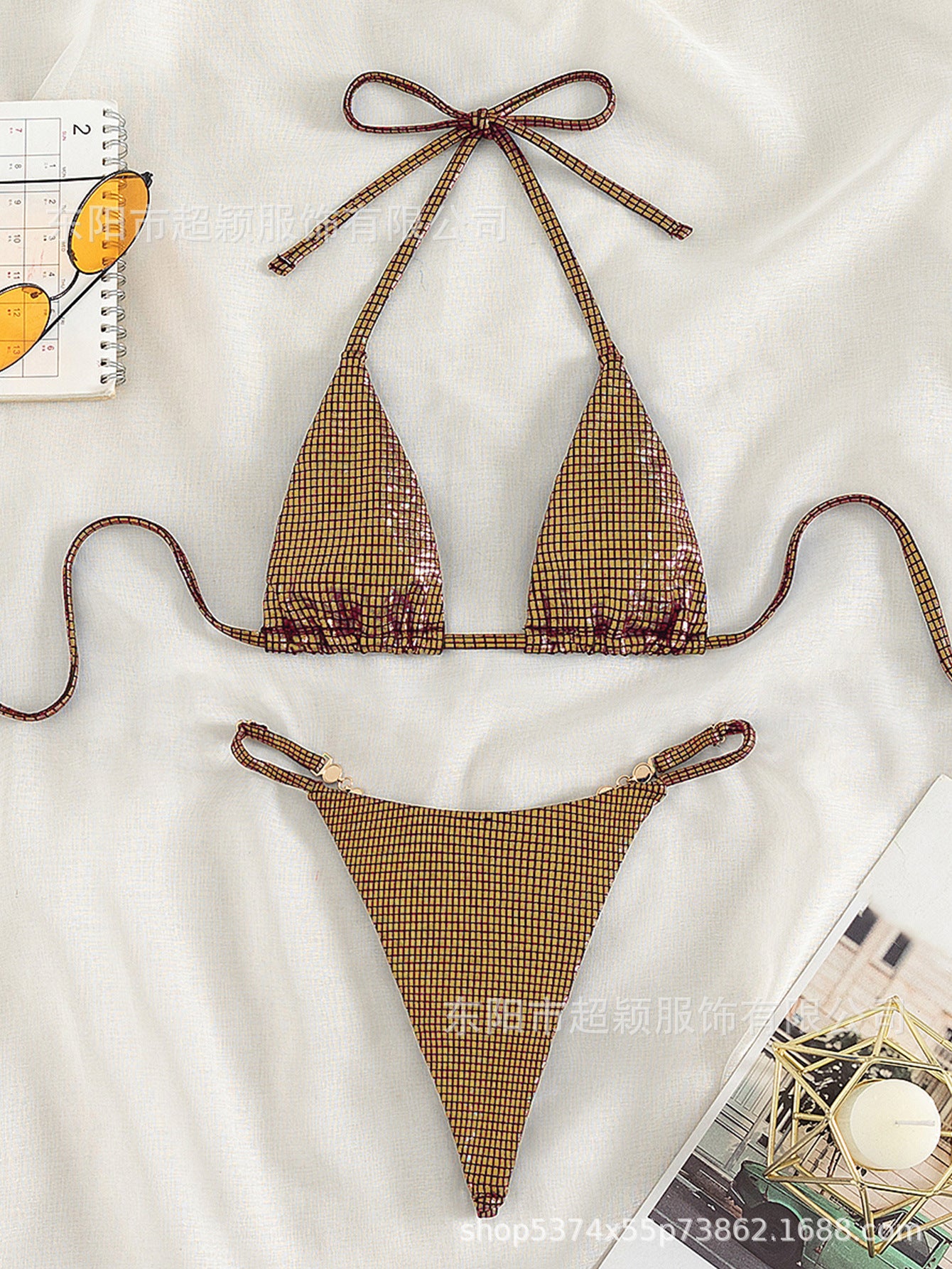 2024 Cross-border Special For New Thong Jewel Triangle Swimsuit Sexy Split Bikini Bikini Beach