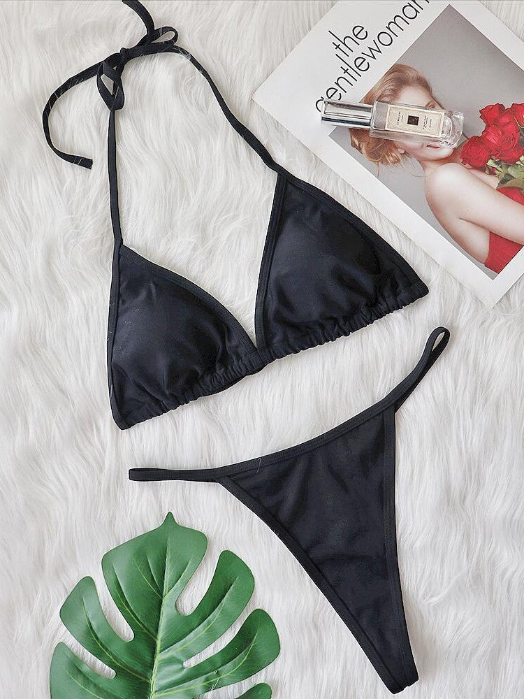 2024 New TIKTOK Foreign Trade European And American Swimwear Rhinestone Triangle Bag Thong Bikini Sexy Women's Swimsuit