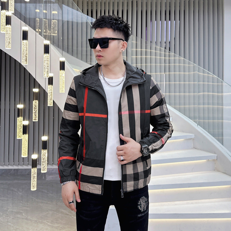 European Station 2025 New Men's Korean Style Slim-Fit Hooded Jacket Spring And Autumn Coat Men's Clothing