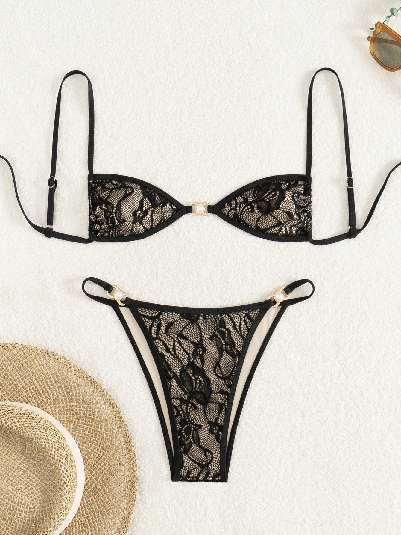 2025 European And American Foreign Trade Cross-border New Lace Backless Beach Spice Girl Split Bikini Swimsuit Women's Suit