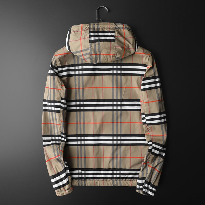 Ou Burberry Anna Spring And Autumn New Double-sided Fashion Jacket Men's Slim-fit Casual Plus Size Hooded Jacket
