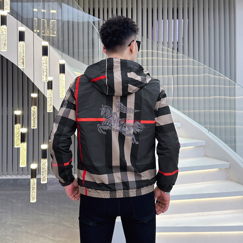 European Station 2025 New Men's Korean Style Slim-Fit Hooded Jacket Spring And Autumn Coat Men's Clothing