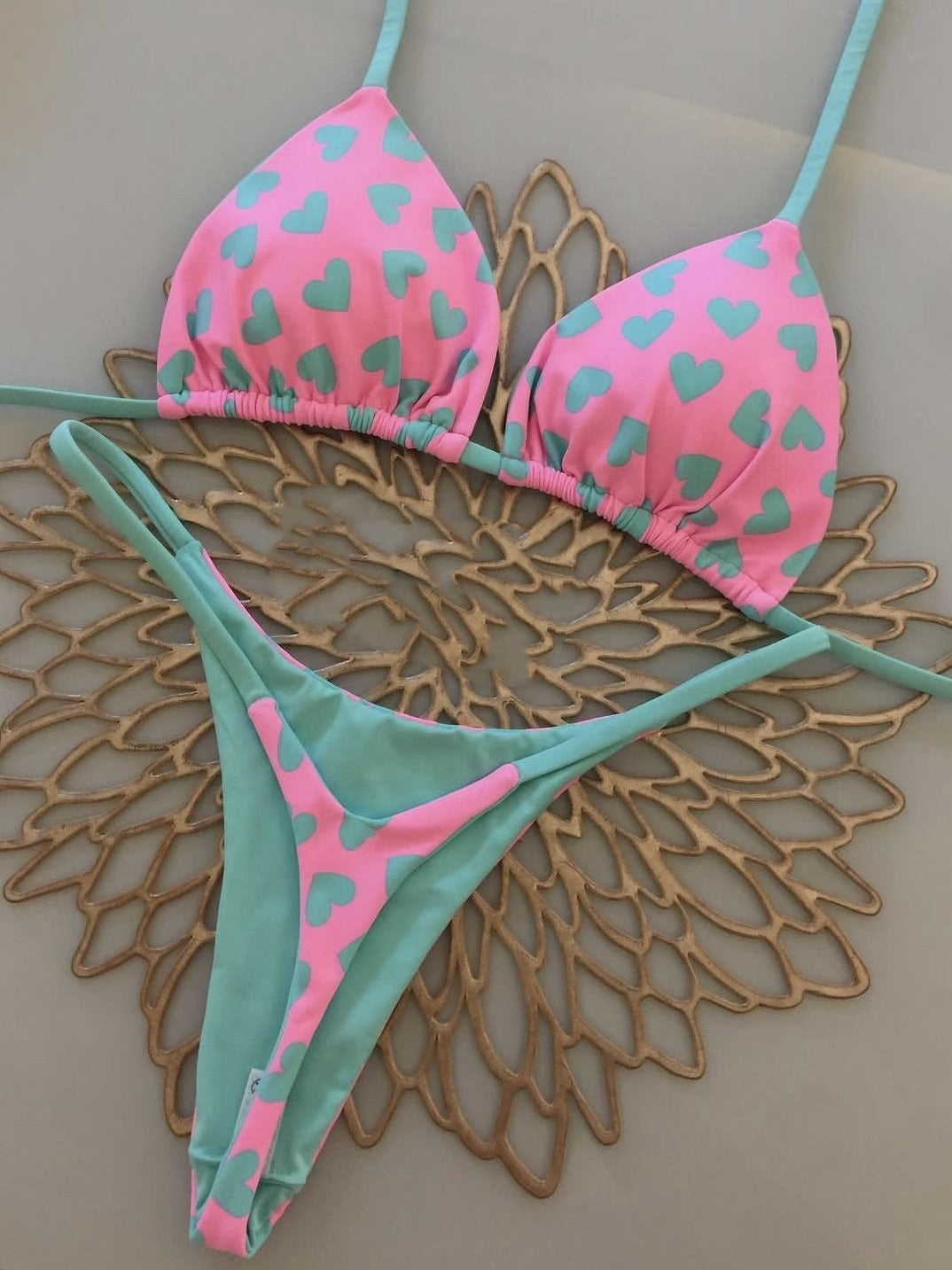 2024 New Bikini Love Print Sexy Backless Split Swimsuit Bikini In Stock