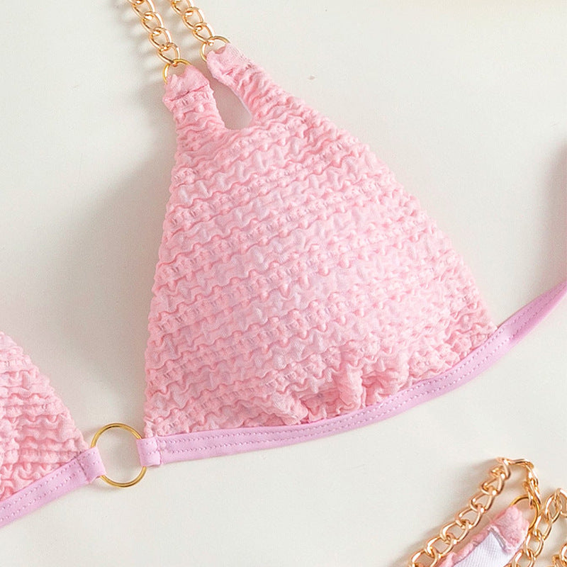 Foreign Trade AliExpress Europe And America Sexy Chain Neck Split Swimsuit Ladies Beach Bikini Hot Spring Swimsuit Wholesale