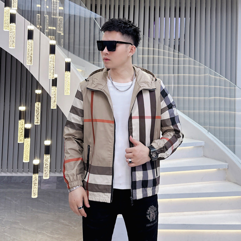 European Station 2025 New Men's Korean Style Slim-Fit Hooded Jacket Spring And Autumn Coat Men's Clothing